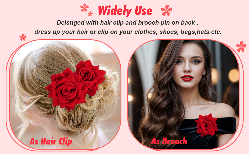 Red Rose Flowers Mexican Bridal Hair Flowers Pin up Headpieces for Woman Girl