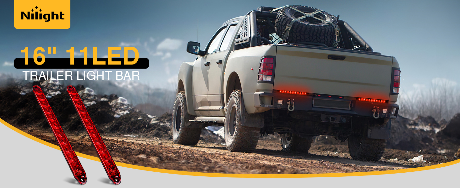 16Inch 11 LED Red Trailer Light Bar for Park Stop Turn signals Tail Brake Light