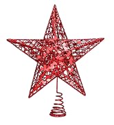 URATOT Glittered Christmas Tree Topper Metal Christmas Treetop Hallow Wire Star Topper for Christ...