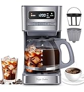 Taylor Swoden Programmable Coffee Makers 12 Cup, Hot and Iced Coffee Maker, 4 Brew Strength, LED ...