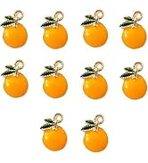 ZGLUZP 10 Pcs 8x13mm Cartoon Orange Fruit Charms for Jewelry Making, DIY Plated Enamel Cute Orang...