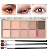 10 Colors Eyeshadow Palette,Light Beige Nude Pink Brown Naturing Eye Shadow Makeup,Blendable High...