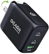 GEARit 65W USB C Charger, Fast Charging 3-Port GaN Wall Charger with PD 3.0 &amp; PPS (Black)