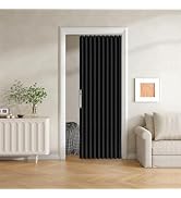 JILRON 100% Blackout Fabric Folding Door Curtain with Magnetic Closure - Accordion Style for Slid...