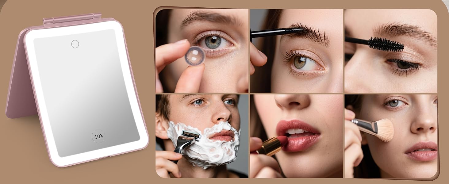 portable mirror with lights