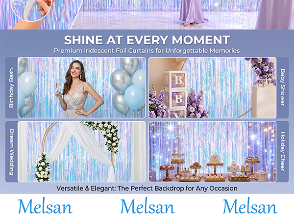 Iridescent Party Decorations Fringe Backdrop