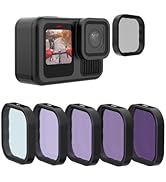 TELESIN ND Filter Set 5-Pack CPL ND8 ND16 ND32 ND64 Compatible for GoPro Hero 13 Black, Neutral D...