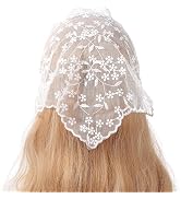 White Elegant Women Lace Flower Triangle Headband Summer Sunproof Lace Triangle Bandana for Sweet...