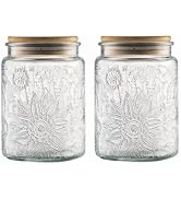 ANSQU 2 Pack Vintage Glass Storage Jar, 23.7 FL OZ Glass Food Storage Containers with Bamboo Lid,...