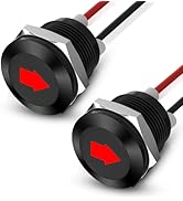 Linkstyle 2PCS 12V LED Indicator Light, 1/2" Panel Cutout Signal Indicator, Signal Lamp Light wit...