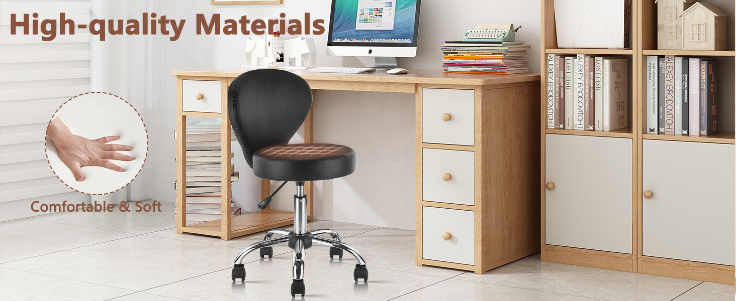 Faux Leather Rolling Swivel Salon Stool Chair