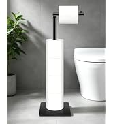 Free Standing Toilet Paper Holder, Bathroom Toilet Paper Stand with Shelf Hold 4 Paper Rolls, Mod...