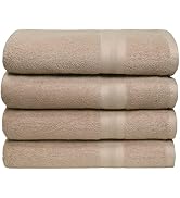 BOUTIQUO Premium Cotton 4 Pack Bath Towel Set - 100% Pure Cotton - 4 Bath Towels 27x54 - Ideal fo...
