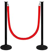 2 Pack Stanchions Post with Velvet Rope, Crowd Control Stanchions, Queue Pole for for Movie Theat...