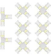 MIWISE 8mm Connectors Kit for 2-Pin COB LED Strip,2pcs T-Shaped Connectors,6pcs Cross Connectors,...