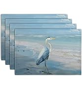 Wnoesat Blue Heron Placemats Set of 4 Summer Coastal Beach Pelican Placement Mats for Dining Tabl...
