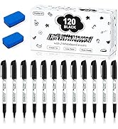 Shuttle Art Dry Erase Markers, 120 Pack Black Whiteboard Markers with 2 Erasers,Chisel Tip Dry Er...