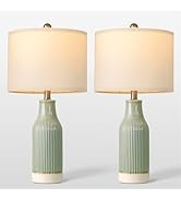 Vortether 23.75" Modern Ceramic Table Lamps Set of 2, Stylish Bedside Lamps for Bedroom, Gorgeous...
