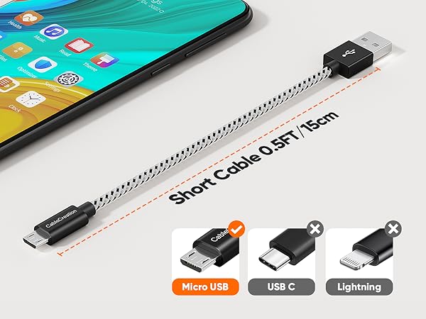 short micro usb cable