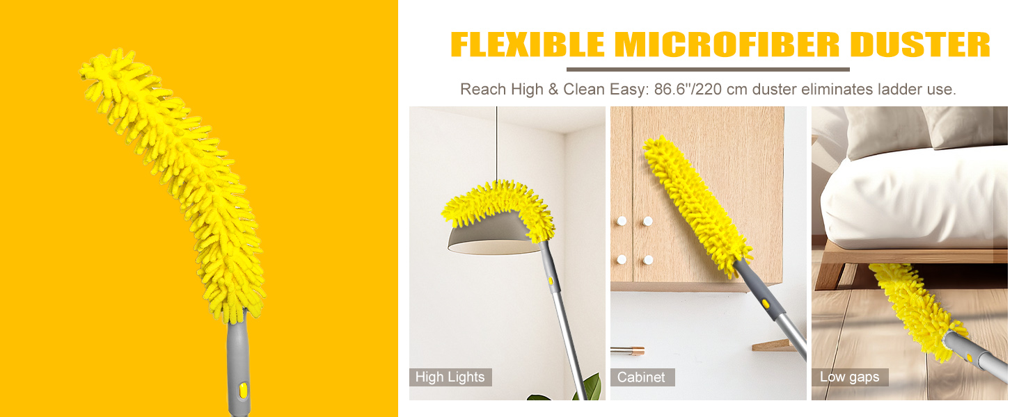 Flexible microfiber duster, reach high &amp;amp; clean easy