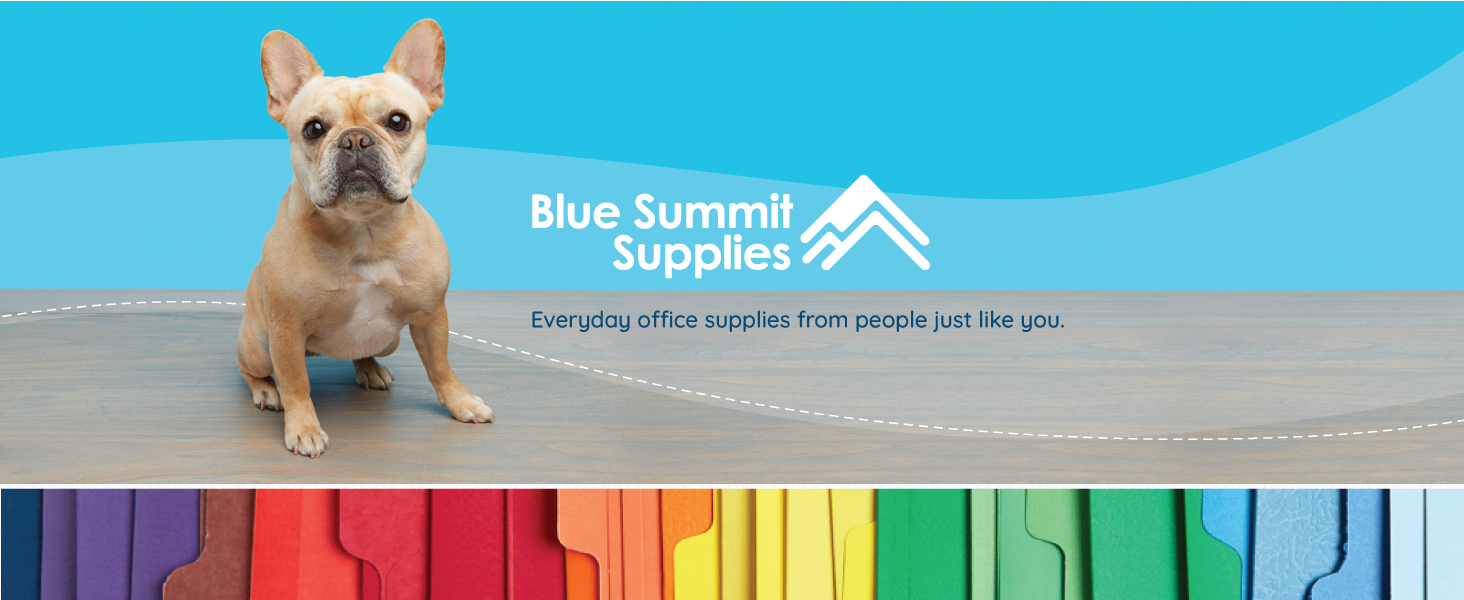 Descriptive text about Blue Summit Supplies with photo of french bulldog