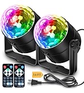 Apeocose 2-Pack Disco Party Lights Sound Activated with Remote Control, Music Sync Disco Ball Lig...