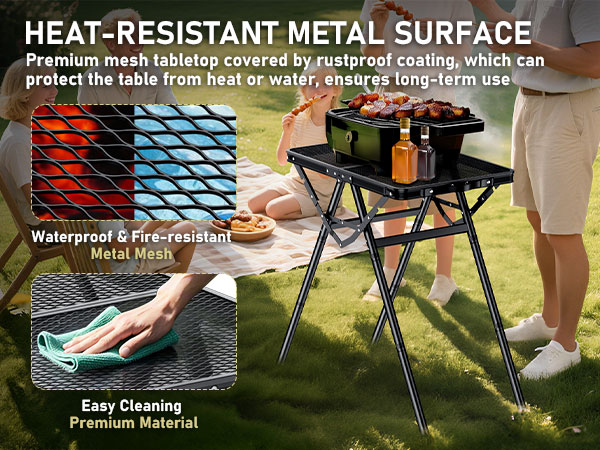 portable folding table for bbq grill
