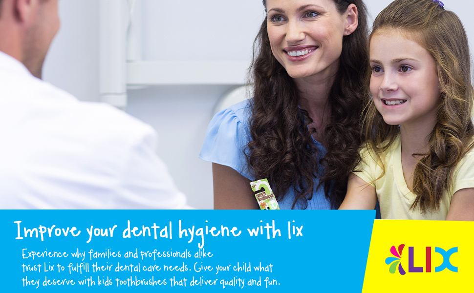 dentist shaking hands with a parent whose child uses lix kids teeth brushes