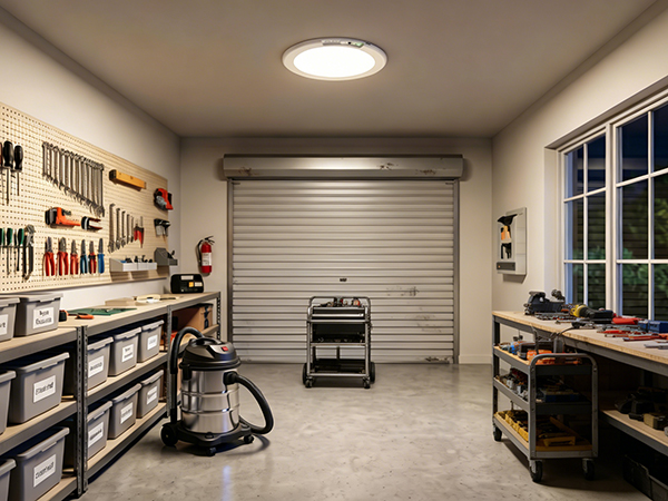 Ceiling lights installed for use in the workshop