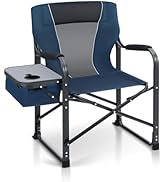 LET'S CAMP Oversized Folding Director Chair Outdoor Heavy Duty Camping Chair with Side Table and ...