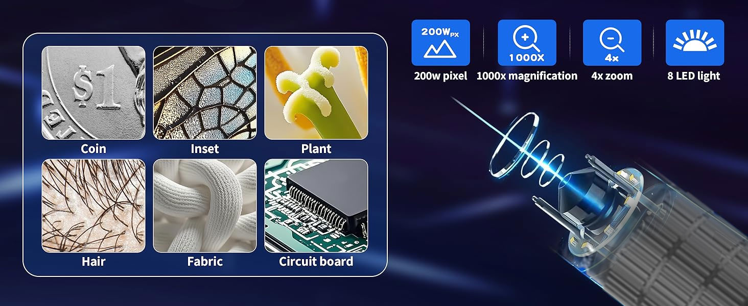 Digital Microscope, Skybasic 50X-1000X Magnification Portable Handheld Microscopes