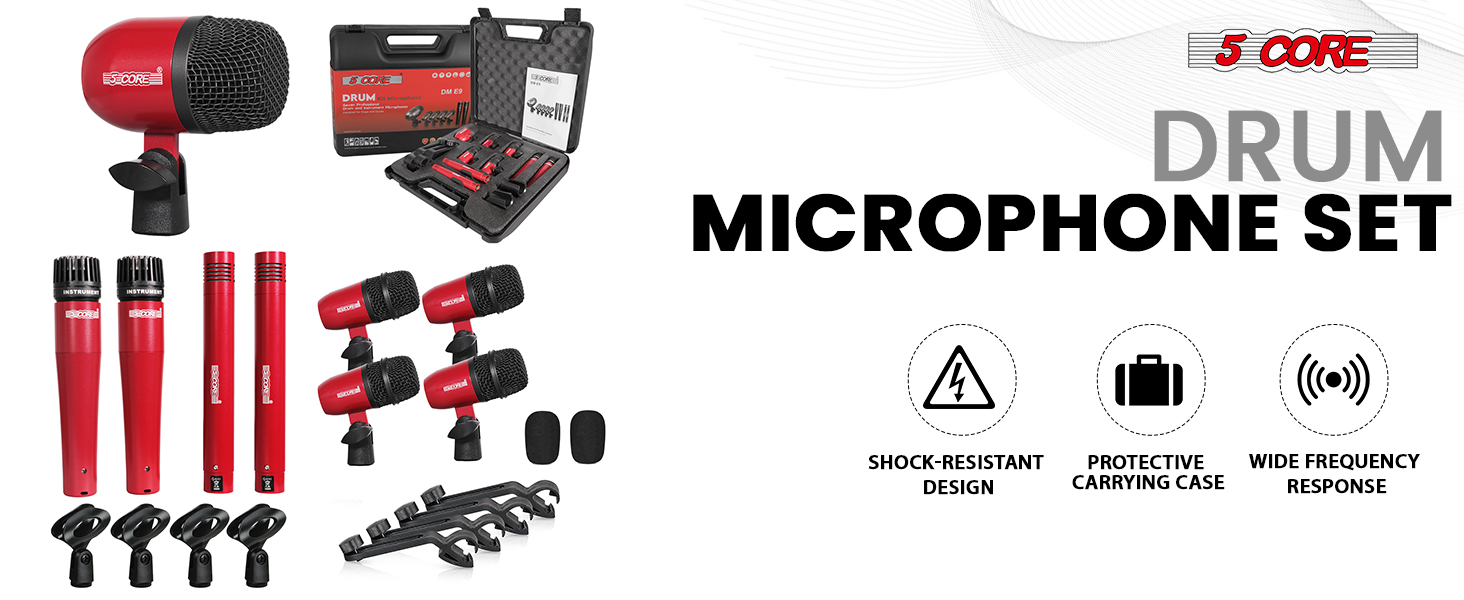 drum mic kit drum microphone set 9 piece drum set drum mic set recording studio kit percussion mic
