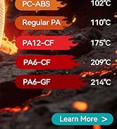 SUNLU PA6-GF 3D Filament 1.75mm 1KG, 25% Glass Fiber Nylon Filament, High Temp Resistance 417°F (...