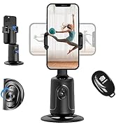 Auto Face Tracking Tripod 360° Rotation - Auto Tracking Phone Holder with Remote, No App, Smart S...