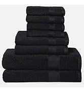 BOUTIQUO Black Towel Set - 8 Piece Bathroom Towel Set - 100% Ring Spun Cotton, 2 Bath Towel 27x54...