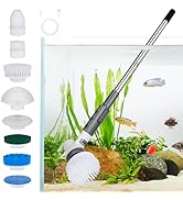 AQQA 8-in-1 Aquarium Cleaning Kit Electric Spin Scrubber Glass Cleaner Cordless Rechargeable IPX9...