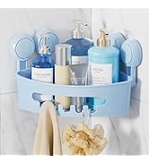 LEVERLOC Corner Shower Caddy Suction Cup, Shower Caddy Basket Powerful Suction Bathroom, Waterpro...