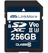 LinkMore XV29 256GB SDXC UHS-II Card UHS-II SD Card, C10, U3, V90, SD Card for Digital Camera, Dr...