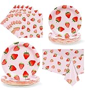 Strawberry Party Tableware Set,Strawberry Birthday Decoration,Summer Fruit Party Supplies Paper P...