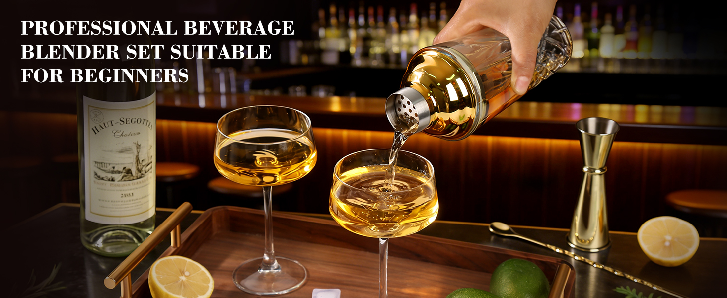 glass cocktail shaker set