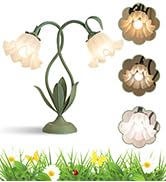 Cute Flower Table Lamp, Large Vintage Bedside Lamps, 3 Colors Temperature Flower Lamp for Bedroom...