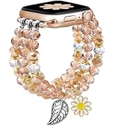 Newlibery Bracelet Beaded Bands for Women Compatible with Apple Watch 38mm 40mm 41mm 42mm(S11/10)...