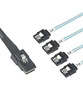 WENZIYAXU Mini SAS to SATA Cable, SFF-8087 36-Pin to 4X SATA 7-Pin, Black Sleeved Data Cable, 3.3...