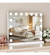 Bearolve Vanity Mirror with Lights, 23"×18" Large Hollywood Makeup Mirror with 15 Dimmable Bulbs,...