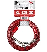 BV Pet Tie Out Cable for Dogs Up to 125 Pounds, 30 Feet (Red/ 125lbs/ 30ft)