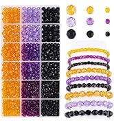 PH PandaHall 1590pcs Crystal Beads for Halloween, 4mm 6mm 8mm Acrylic Faceted Rondelle Bead 3 Col...