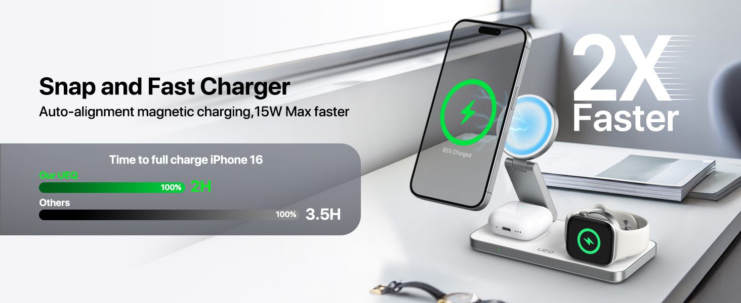 foldable 3 in 1 magnetic wireless charger