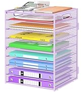 Cawukege 9 Tier Paper Organizer with Handle, Large Capacity Desk Organizer Mesh File Folder Organ...