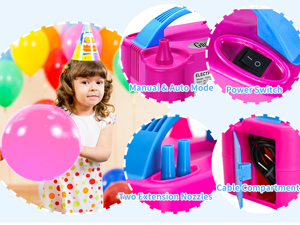 Balloon Pump Kit Electric Balloon Garland Arch Kit Air Blower Inflator Party Decoration Tape Strip