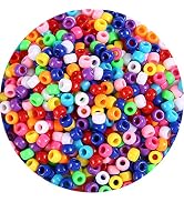 1000+ pcs Pony Beads, Multi-Colored Bracelet Beads for Hair Braids, Plastic Bead for Crafts (Medi...